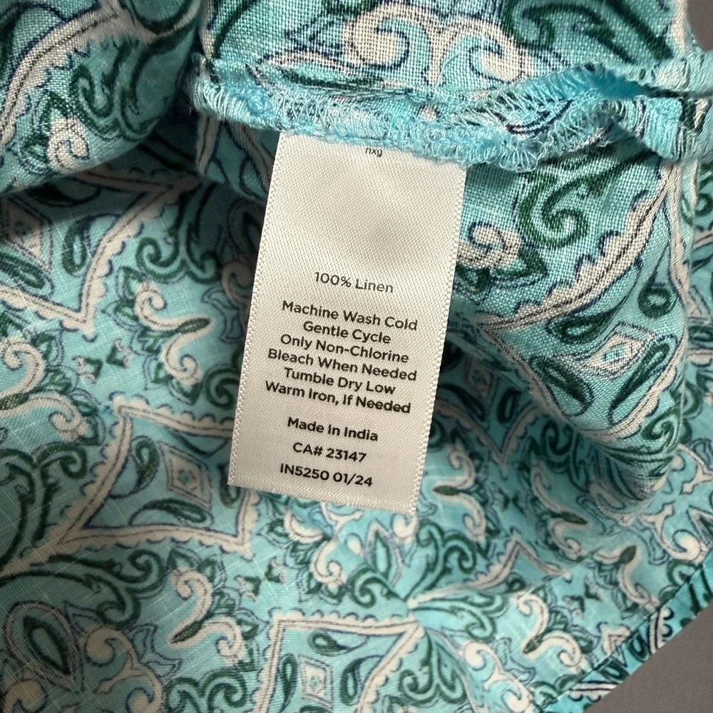 Talbots Tank Top Womens 2X Plus Paisley Blue Boho Resortwear Coastal Grandma